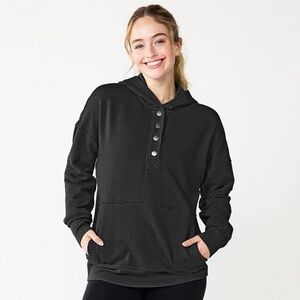 Women's SO The Lounge Life Tunic 1/4 Snap Hoodie With Pockets Size Large